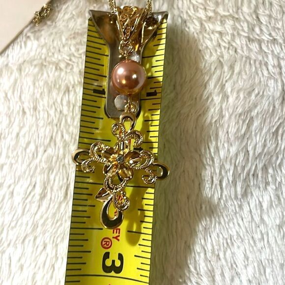 Pearl Cross Necklace and Earrings Set - Picture 5 of 6